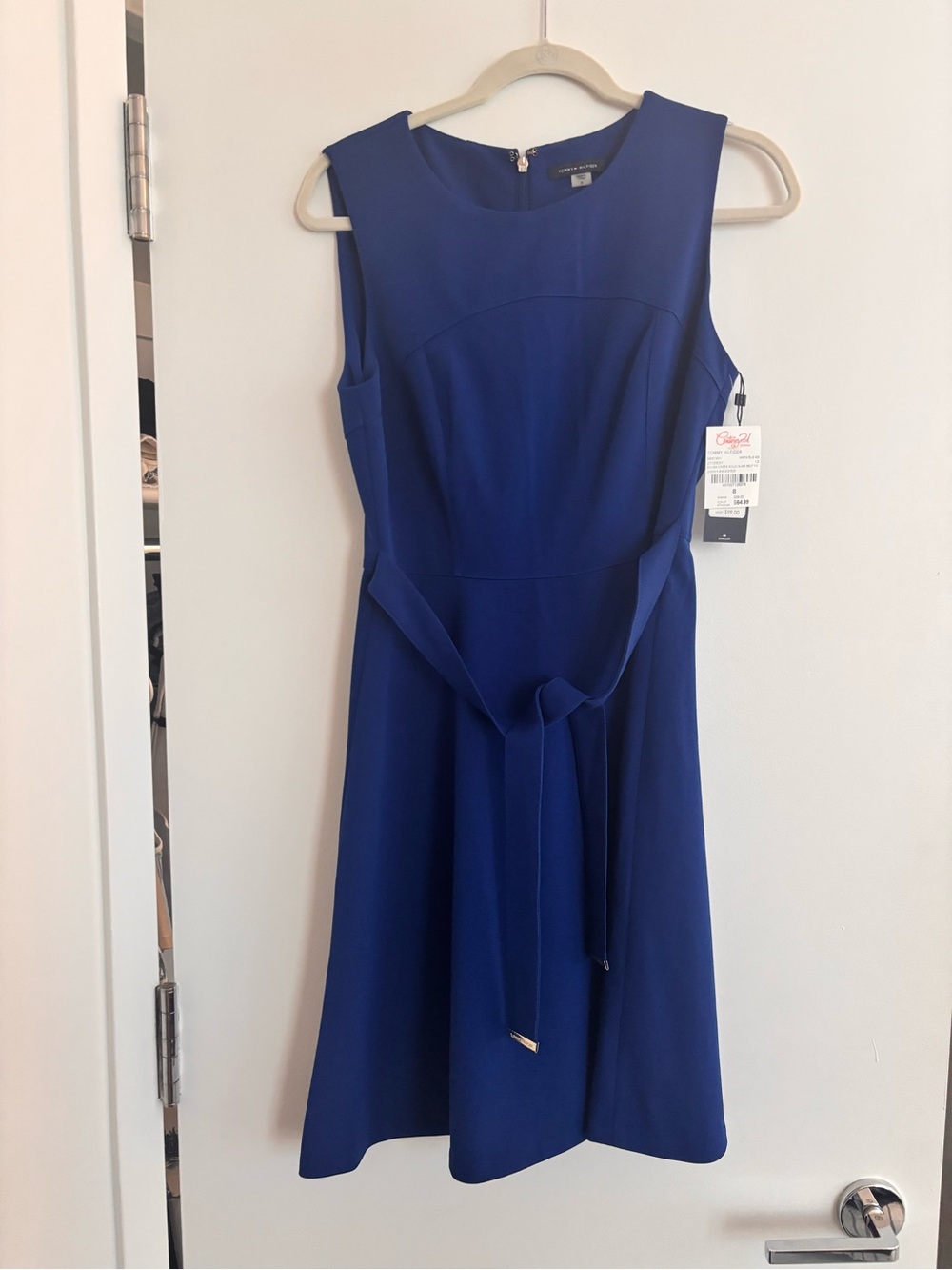 Tommy Hilfiger Royal Blue Sleeveless Tie-Waist Midi Dress